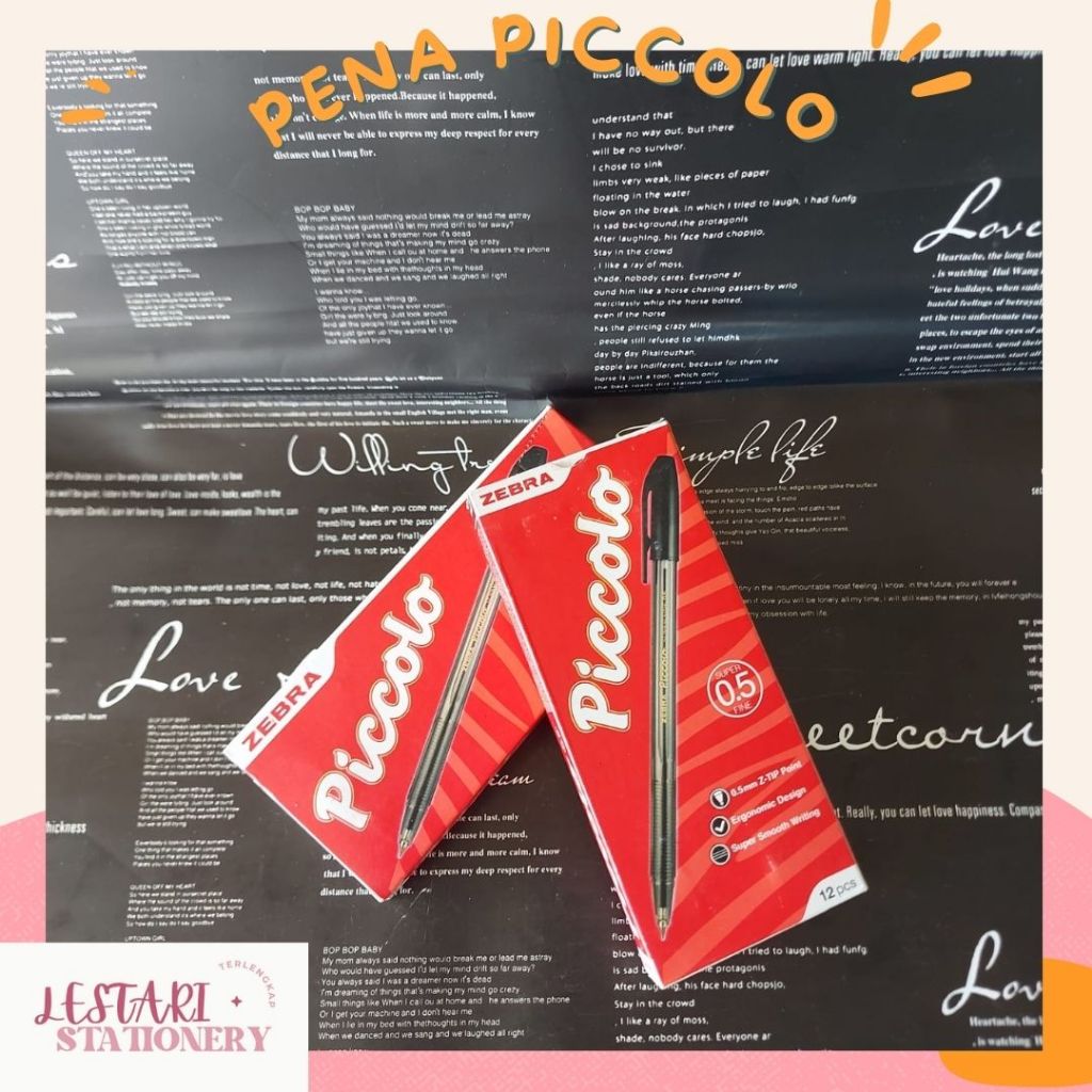

(1 pcs)Pena Piccolo 0,5 | Pena Zebra Piccolo | Pena Hitam | Lestari Stationery