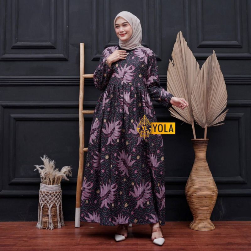 Drees Gamis Batik Wanita Cocok Untuk Busui Dan Bumil Formal Ibu Muslim Kain Simpel Motif Standar Nya