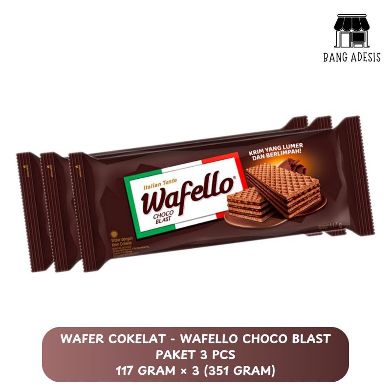 

PAKET 3 PCS Wafer Cokelat Wafello Choco Blast 117 gram × 3 (351 gram) - Bang AdeSis