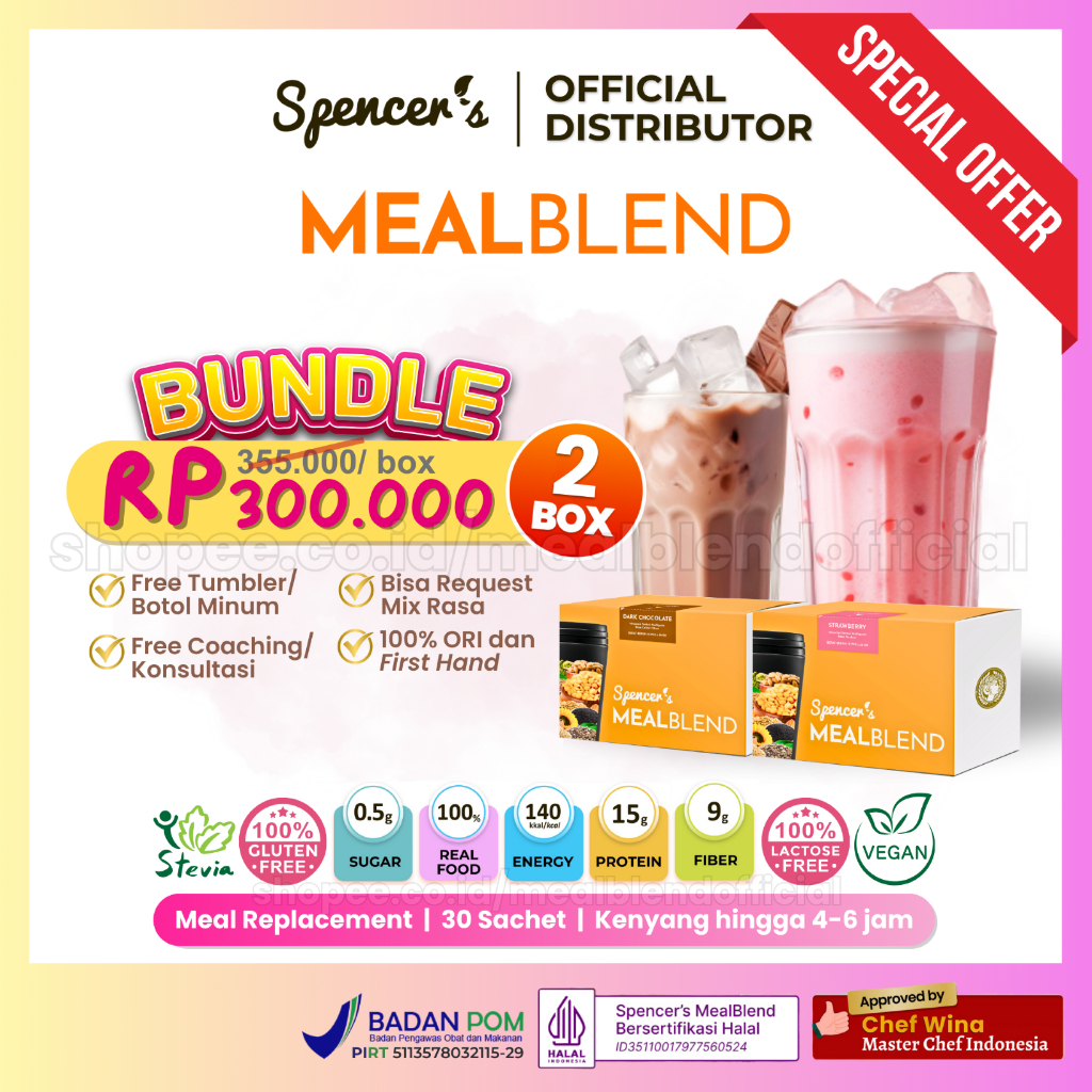 

[BUNDLE 2 BOX] Spencer's MealBlend – Meal Replacement untuk Diet Sehat Langsing Alami Meal Blend