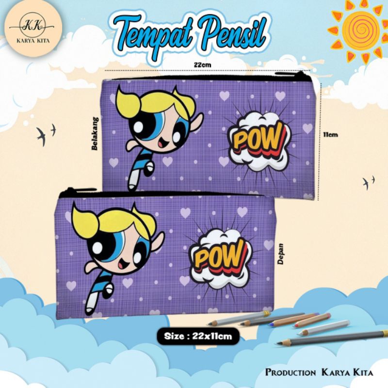 

PENCIL CASE/TEMPAT PENCIL/MOTIF KARAKTER POWER PUFF GIRL 02