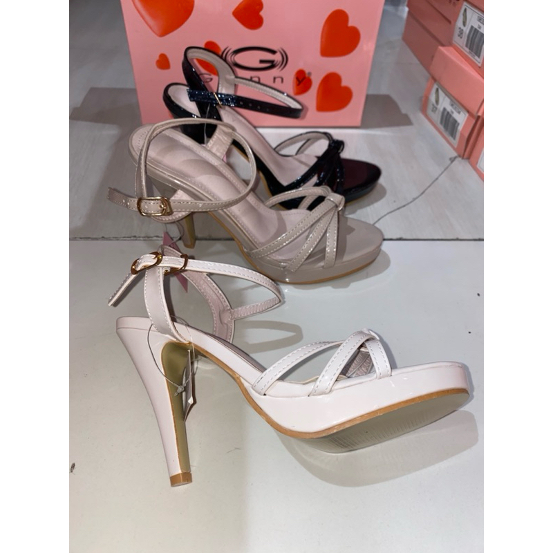 genny shoes-promo brand mthari heels wanita 12 cm, variasi tali, polos, elegan, import, termurah✨