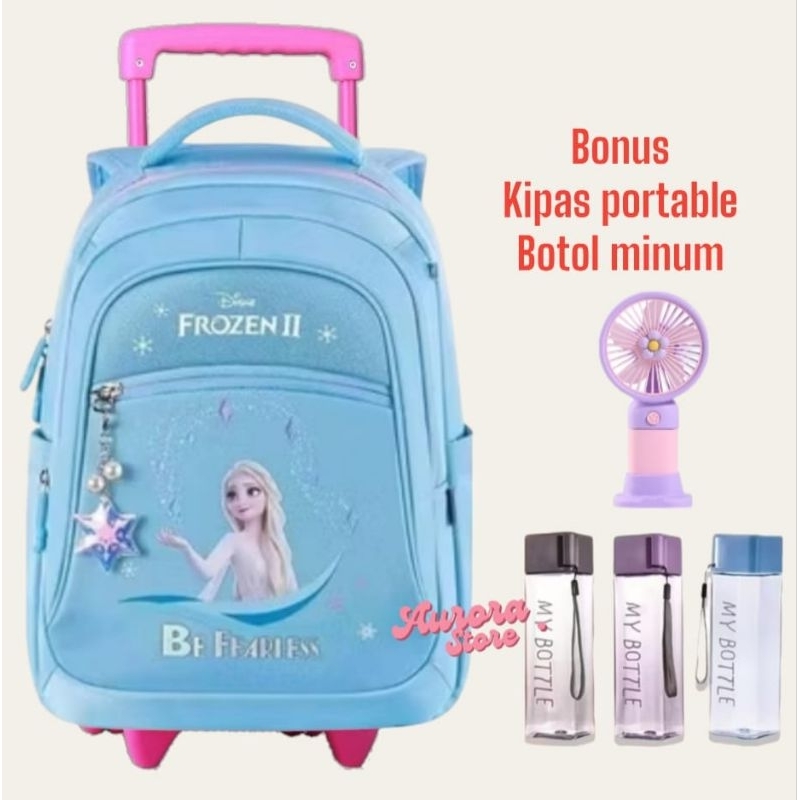tas troli anak SD wanita motif Frozen - tas dorong anak SD perempuan motif frozen