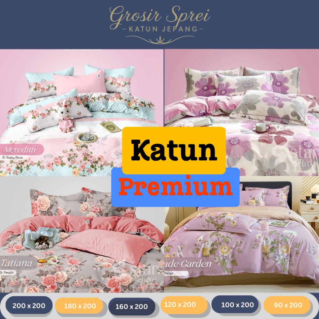 GROSIRSPREIKJ - Sprei Katun Lokal CVC Star Sarung Bantal Guling Set Sprei Murah Homemade Sprei Murah
