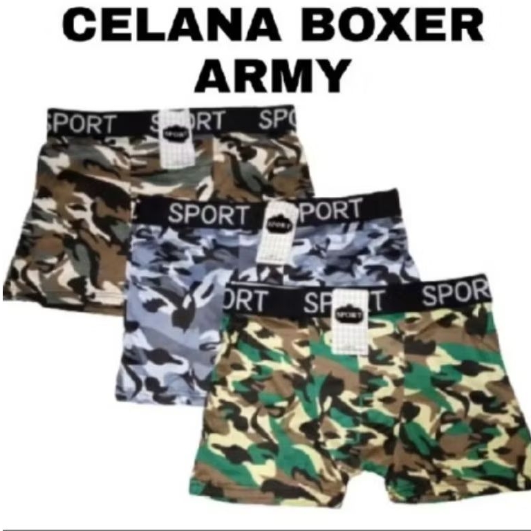 CD BOXER SPORT ARMY PRIA Celana Boxer Motif Loreng Armi Celan Dalam [ Isi 3 pcs &  Isi 6 pcs ] CD Bo