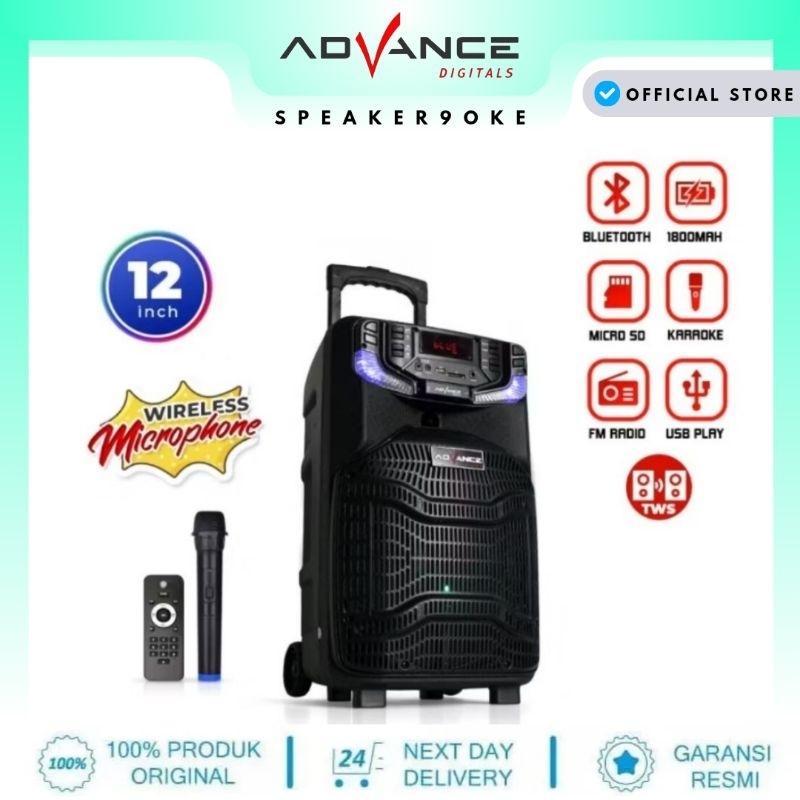 Speaker Advance K1204 Meeting Bluetooth Portable Plus Mic Wireless Karaoke pengajian senam Gitar / s
