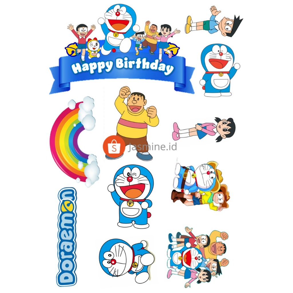 TOPPER DORAEMON Custom/Hiasan Kue ULTAH tema Doraemon
