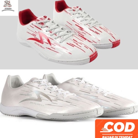 BOOMING SEPATU FUTSAL SPECS LIGHTSPEED REBORN IN WHITE REDWHITE SILVER 1 PREMIUM BISA COD SIZE 3844