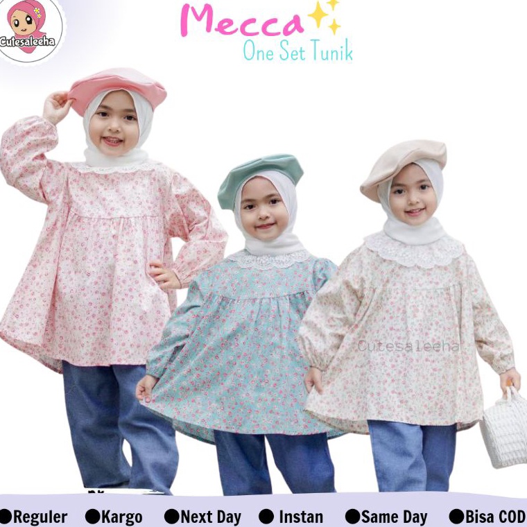 Trend Terbaru Cutesaleeha  One Set Anak Perempuan Mecca Katun Jepang Original Setelan Anak Perempuan