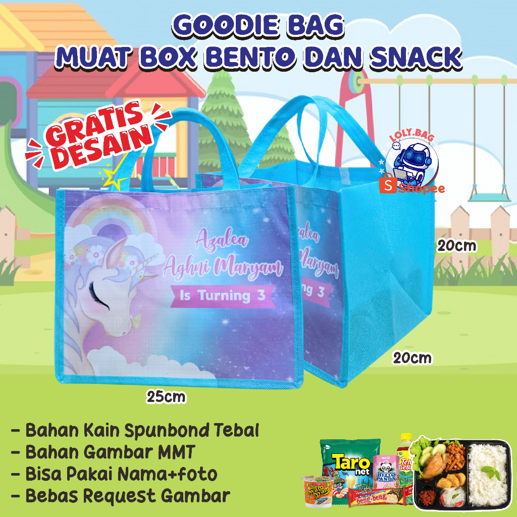 

Tas Ultah / Tas Ulang Tahun Anak / Tas Terlaris Muat Bento 4 Sekat / custom desain