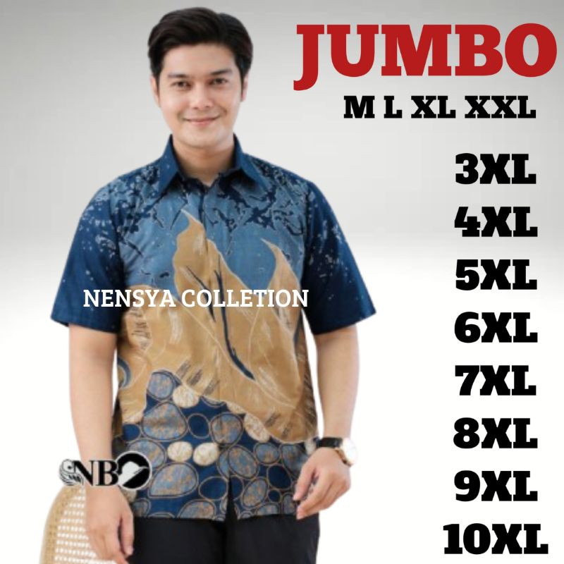 Kemeja batik pria jumbo lengan  pendek big size