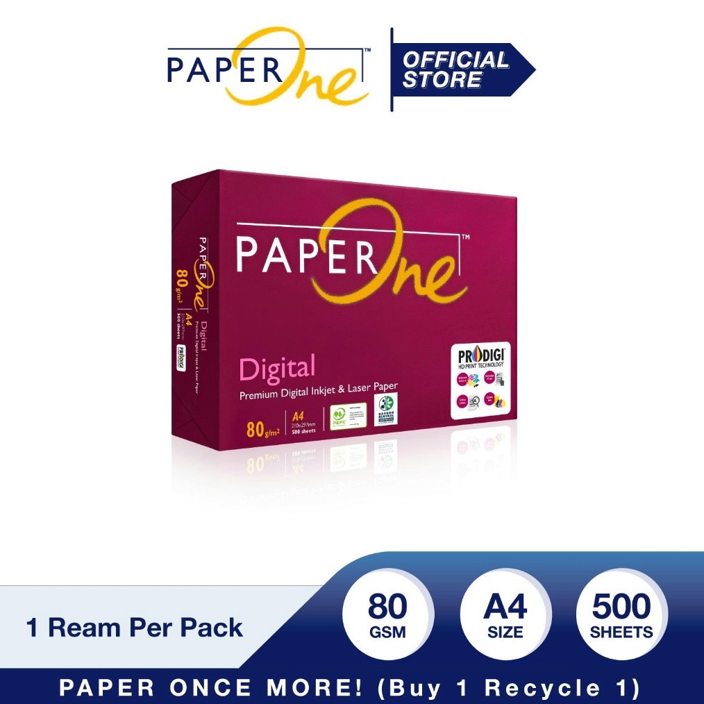 

KODE P54F PaperOne Kertas A4 8gr Digital Carbon Neutral 1 Rim 5 lembar Kertas HVS