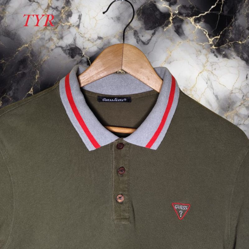 GUESS JEANS, kaos kerah polo shirt pria