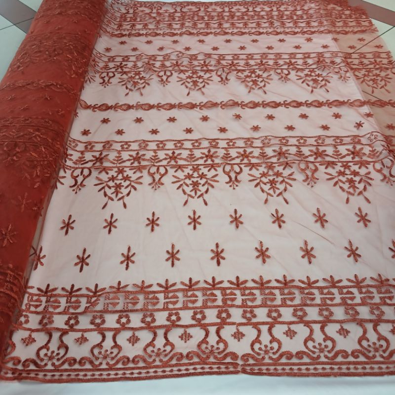 Kain tulle bordir sapto full motif premium