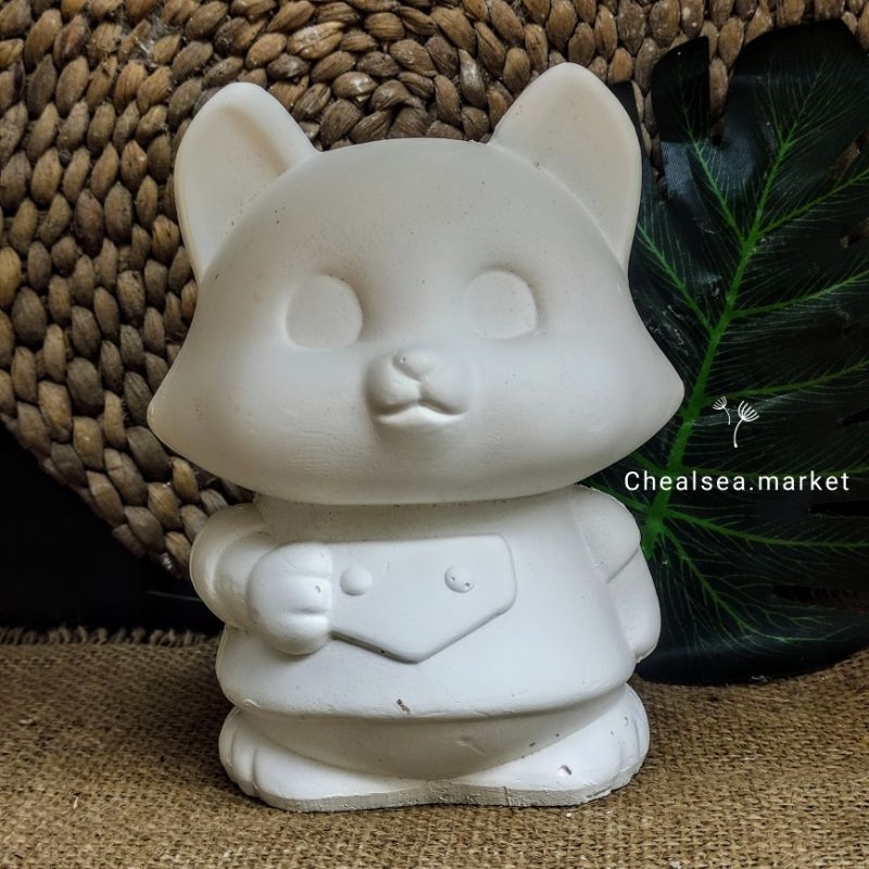 patung gypsum lukis celengan kuncing