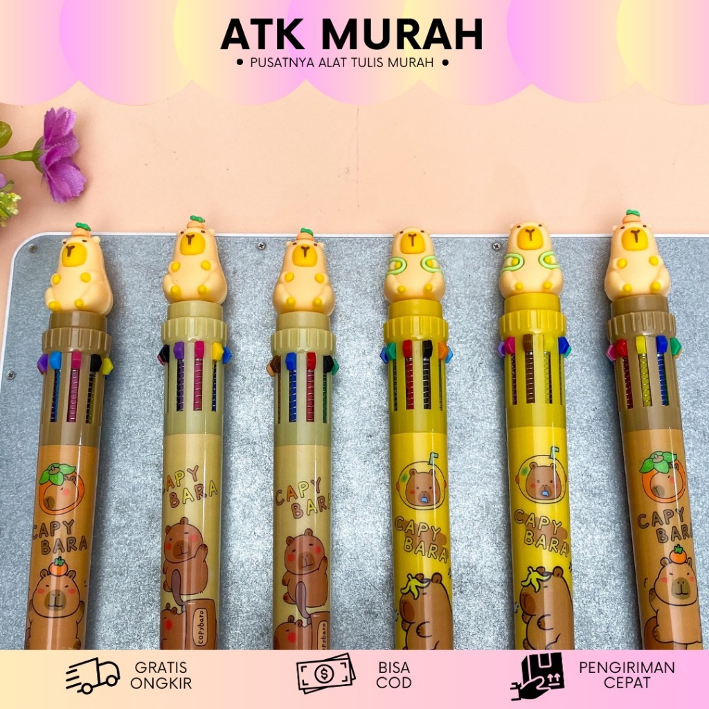 

PULPEN CETEK 10 WARNA CAPYBARA PC-1570 PEN BOLPEN PENA LUCU IMUT KADO UNIK