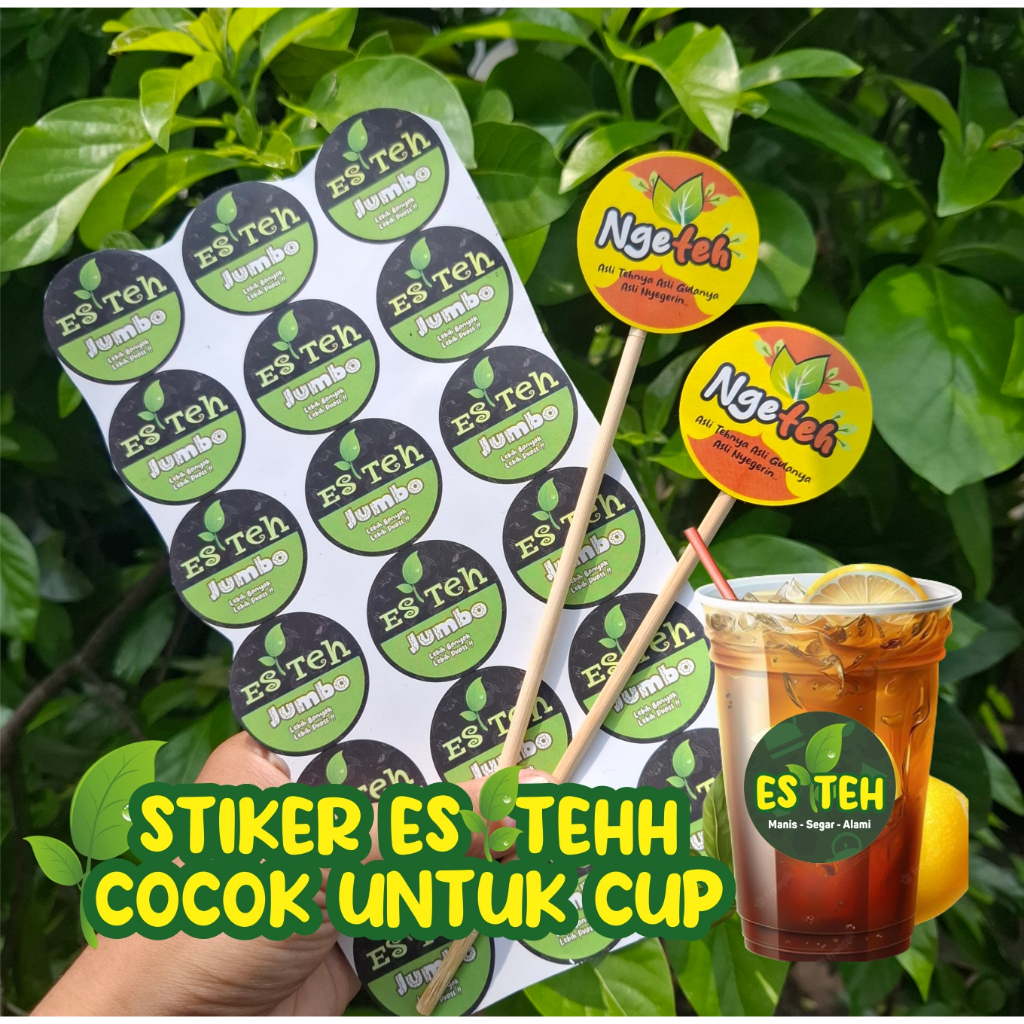 

STIKER ES TEH JUMBO CUP ISI 60 / STIKER BERSTEA, TEH JUMBO, TEH CUP ISI 60 PCS / STIKER CUSTOM ANTI AIR / stiker sablon cup es teh