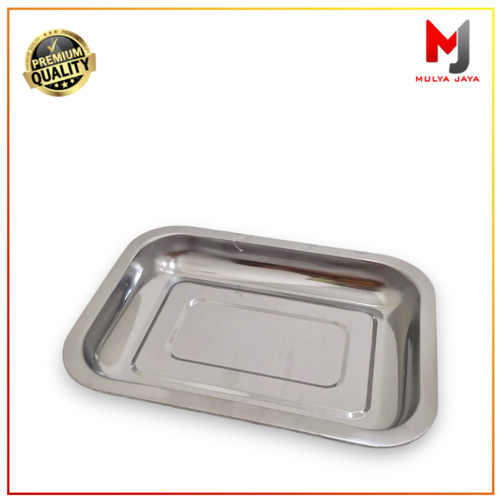 Mulya Jay Ecer 1Pcs Nampan Segi Stainless Kecil 27Cm X 20Cm