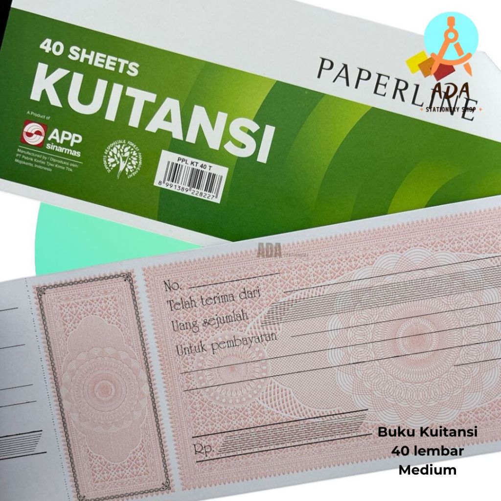 

BUKU KUITANSI 40T PAPERLINE ukuran SEDANG/ TANGGUNG/MEDIUM/ 40T/ kwitansi 40 lembar