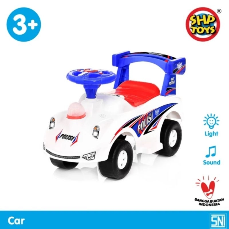 Mainan Anak Mobil Dorong Tunggang Ride On Car Mobil Polisi SHP TPJ 638 Ada Musik Lampu Sound Light T