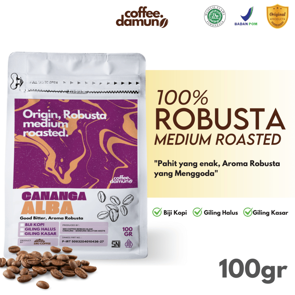 

Kopi Bubuk Biji Giling 100% Robusta Medium Roasted Kopi Susu Espresso Coffe Bean Origin Manual Brew