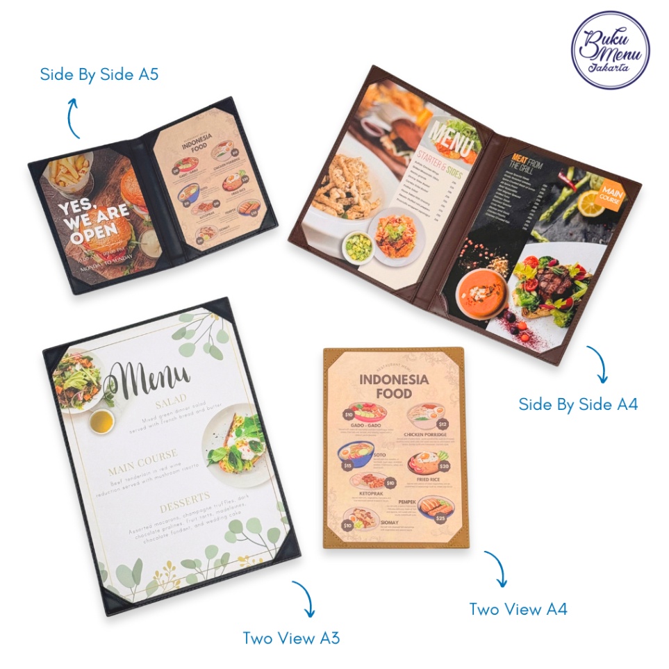 

KODE L14B Buku Menu Kulit Cafe Coffee Shop Model Two View Side By Side Ukuran A5A4A3 Ready Stock