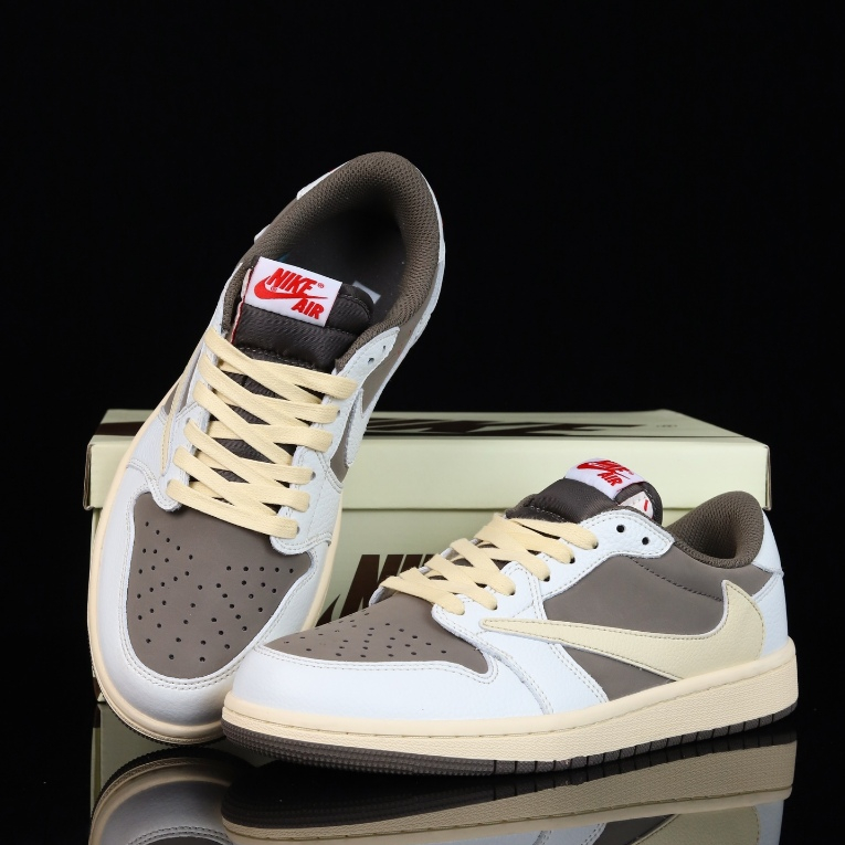 SEPATU NIKE AIR JORDAN 1 LOW TRAVIS SCOTT FRAGMENT DESIGN BROWN SAIL ORIGINAL BNIB SNEAKERS CASUAL P