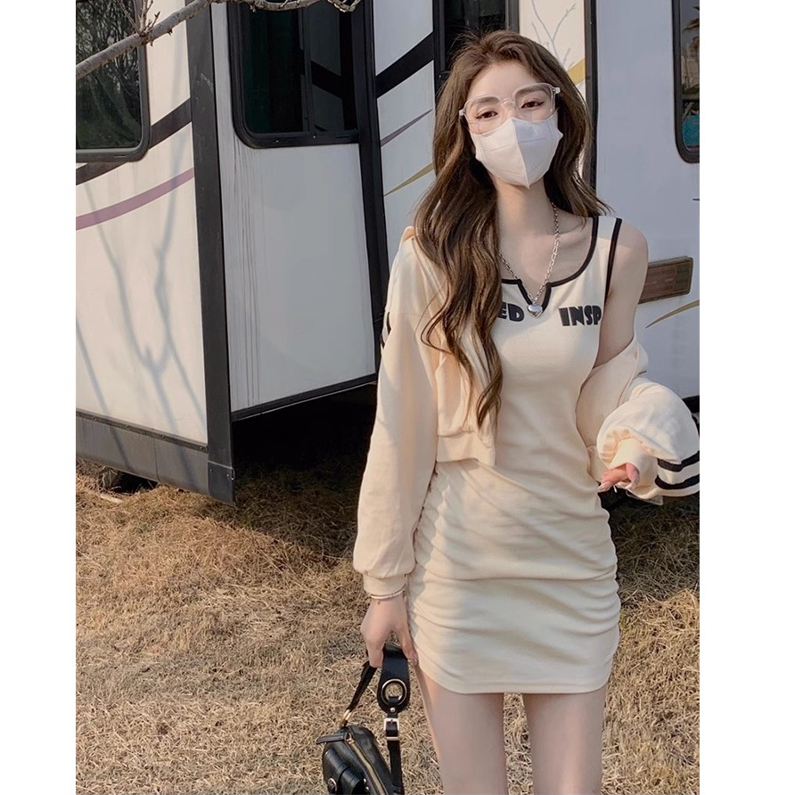 Gaun Pendek Ketat Wanita Bahan Premium Mini Dress Free Outer Jaket Oneset Import Premium