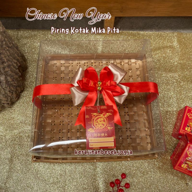 BOX MIKA HANTARAN PITA IMLEK FREE KARTU UCAPAN | piring kotak mika piring makanan kotak hantaran ham