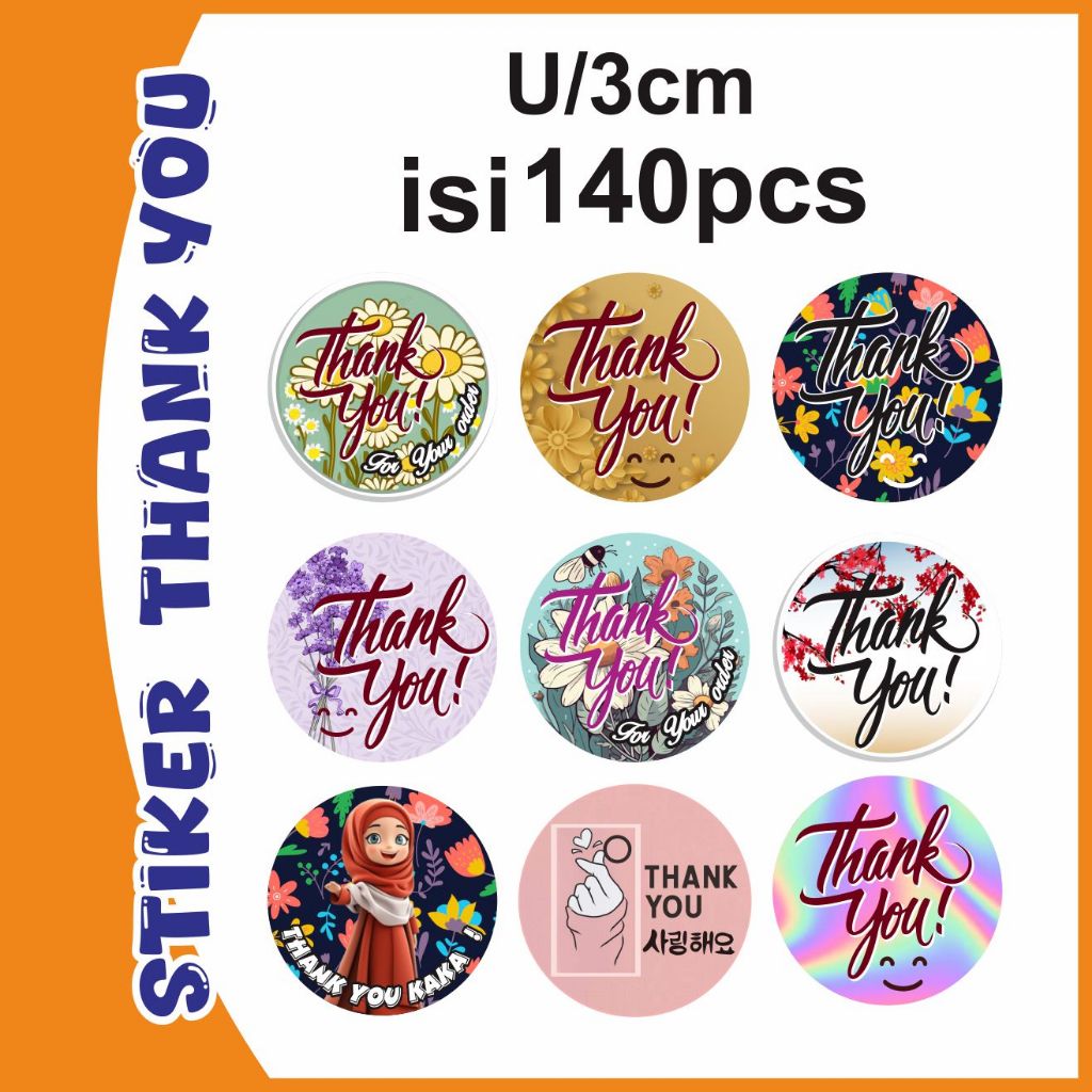 

140 Sticker Thank You Lucu | Stiker Label Segel Ucapan Terima Kasih | seal labels