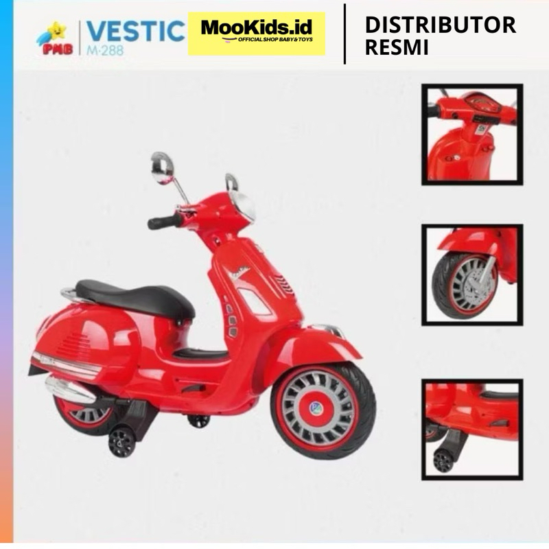MooKids Motor aki anak vespa besar vestic PMB M288 listrik ces cas an