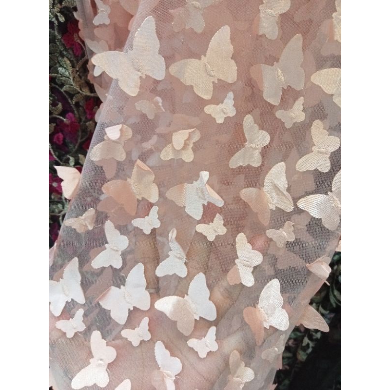 Kain Tille 3D motif Kupu-kupu/Kain tille 3D/Kain Tille motif