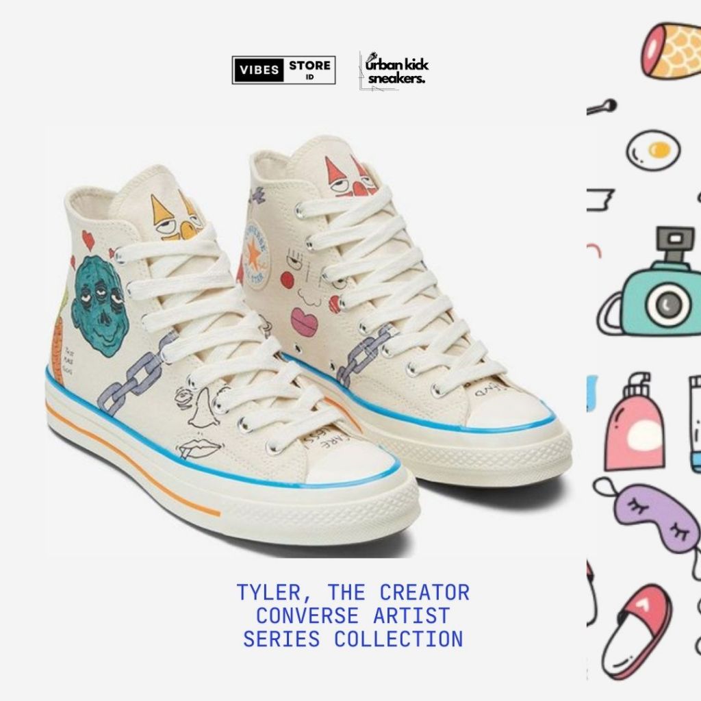 (VIBESSTR) CONVERSE TYLER, THE CREATOR CONVERSE ARTIST SERIES COLLECTION HIGH WHITE WOMEN PREMIUM