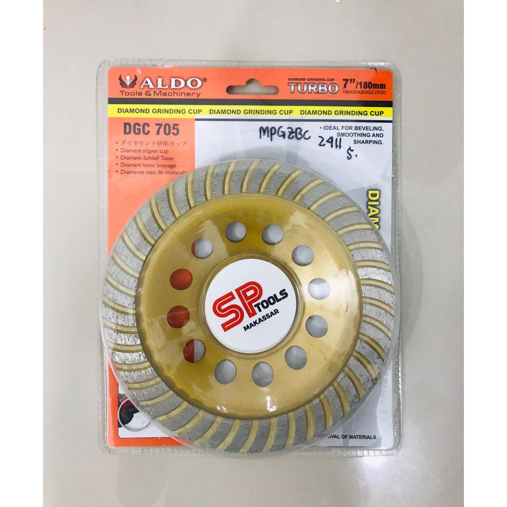 DIAMOND GRINDING CUP / MATA GERINDA GURINDA MANGKOK AMPLAS BETON TEMBOK 7" 7 INCH 180MM ALDO DGC705 