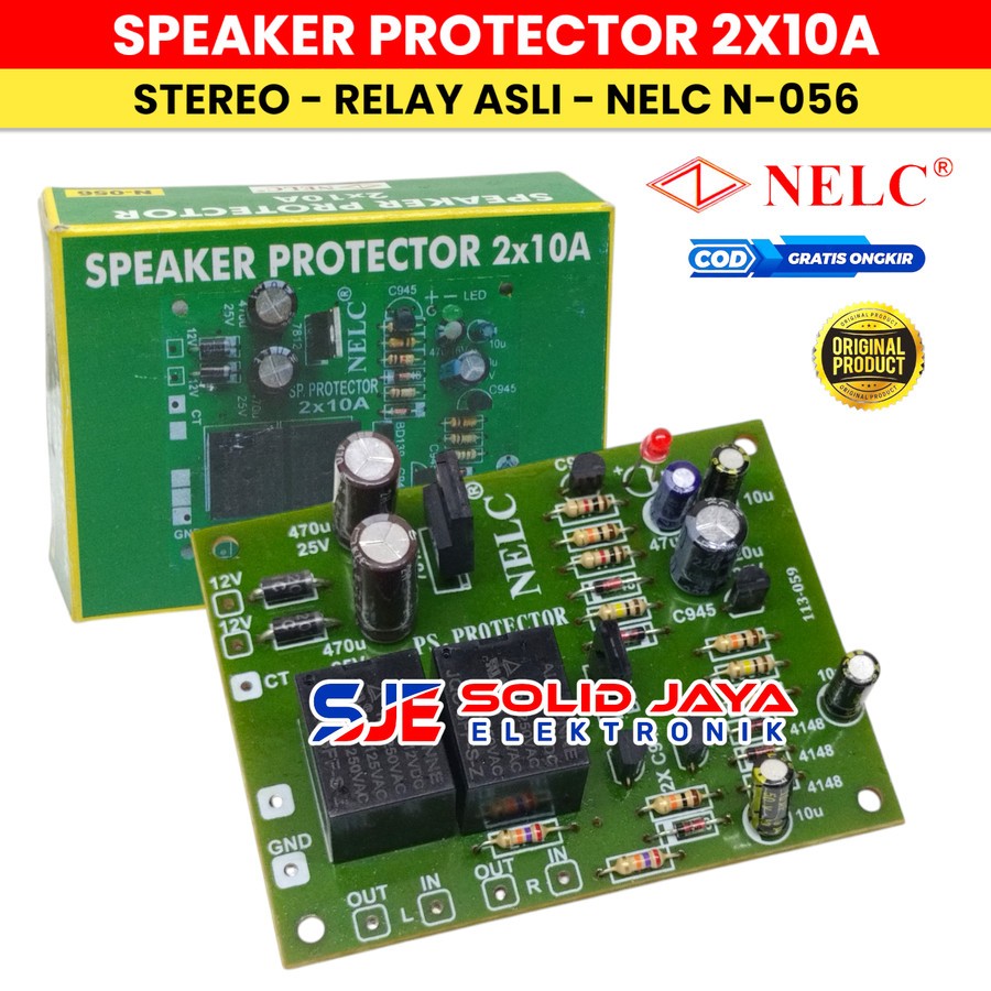 KIT PROTEKTOR SPEAKER STEREO 20 A 20A SPEAKER PROTECTOR 2 X 10A RELAY ORIGINAL NELC N-056 N056 N 056