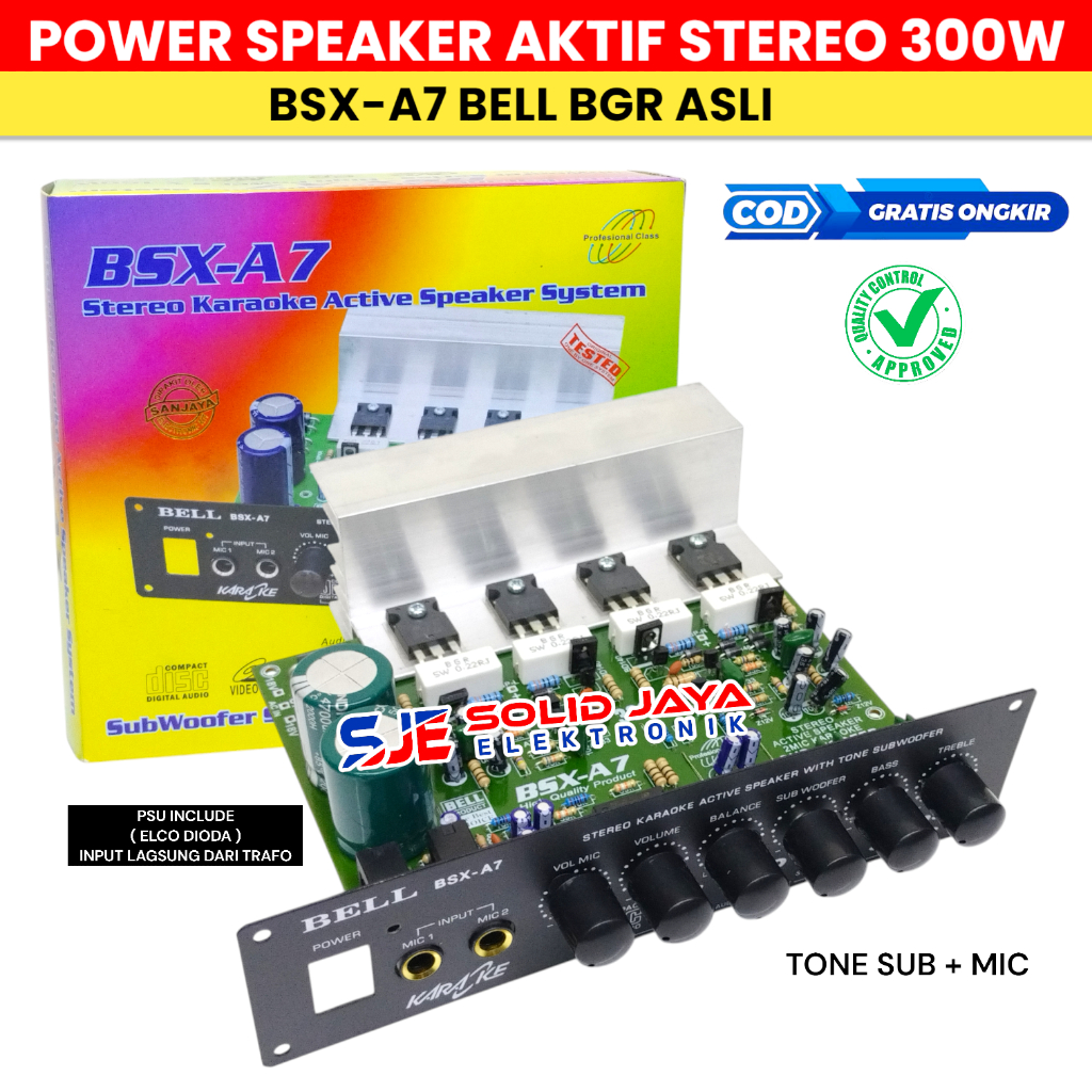 KIT POWER AKTIF STEREO MIC SUBWOOFER BSX-A7 BSX A7 STEREO 300W 300 WATT W AKTIVE MIK SUB KARAOKE POW