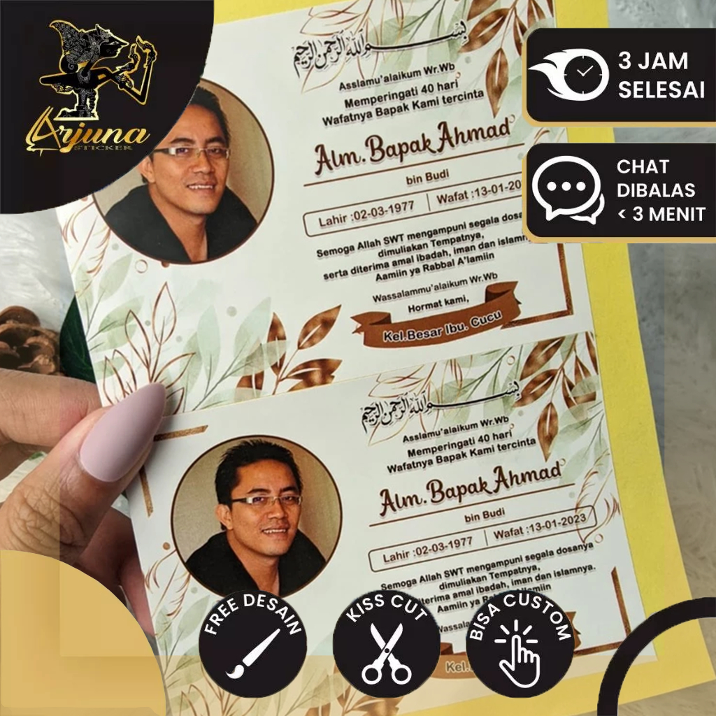 

Stiker dan Card Mengenang Wafatnya Label Tahlil Kartu Sticker Mengenang Tahlilan