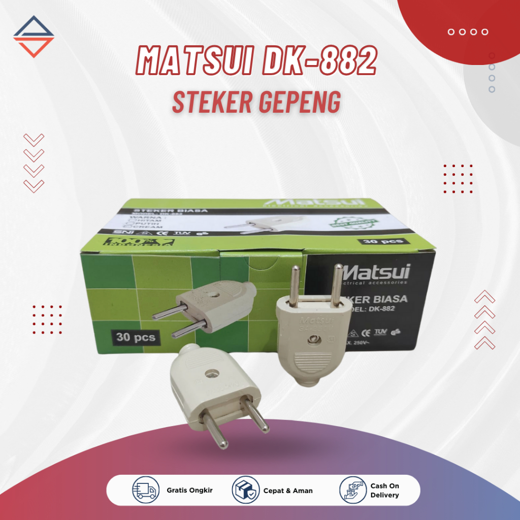 Steker gepeng biasa putih Matsui DK-882 kualitas terbaik