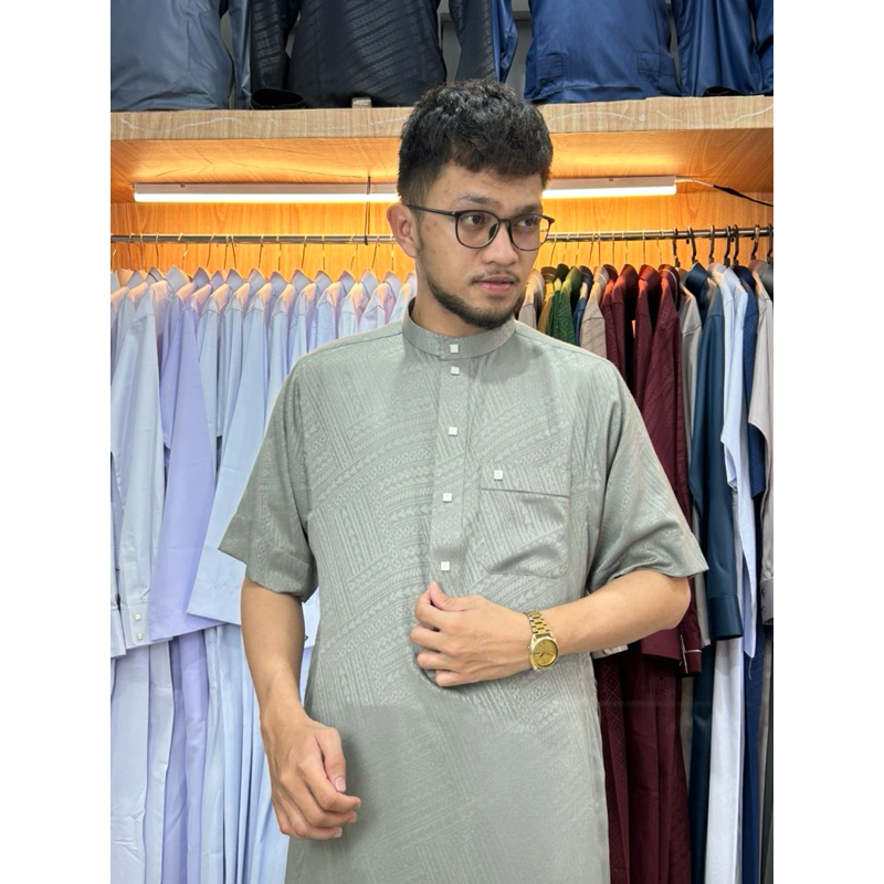 GAMIS JUBAH ANNUN JACQUARD LENGAN PENDEK