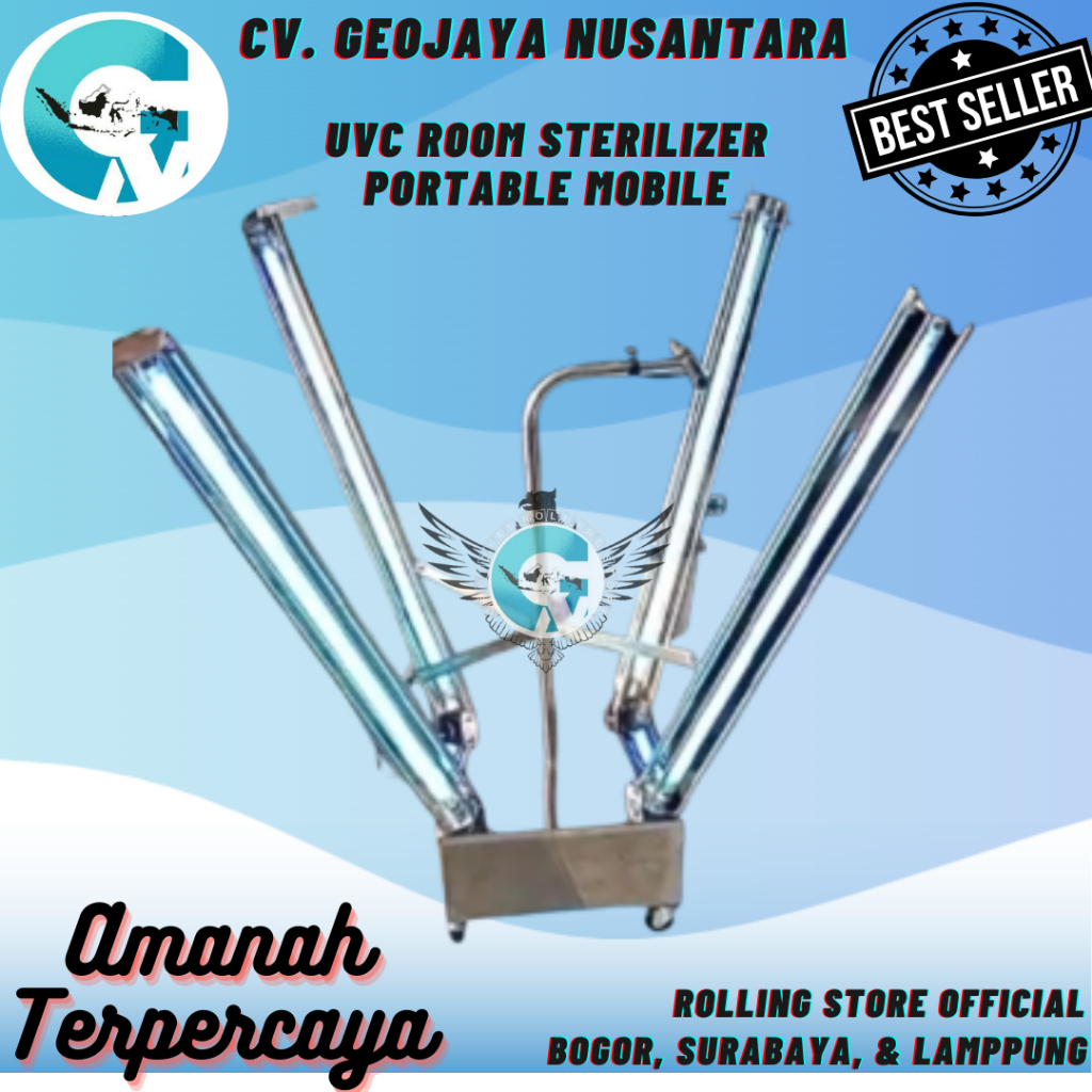 UVC Sterilizer Portable 4 Lampu Sterilisasi Ruangan 99% Bersih UVC Sterilizer Portable 4 Lampu (30W)