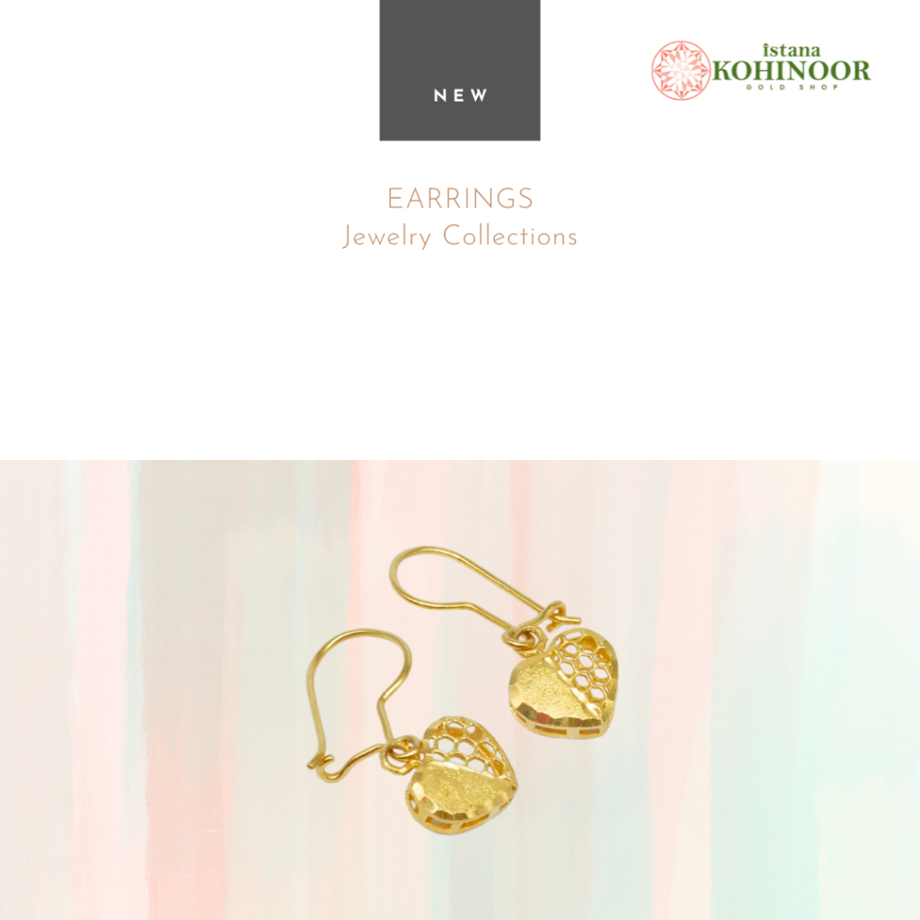 KOHINOOR ANTING EMAS POLOS 16K EMAS LOVE MODEL