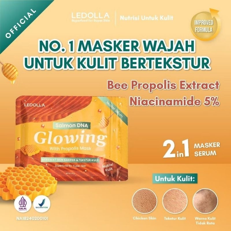 LEDOLLA SALMON DNA GLOWING SERUM MASK 3pc