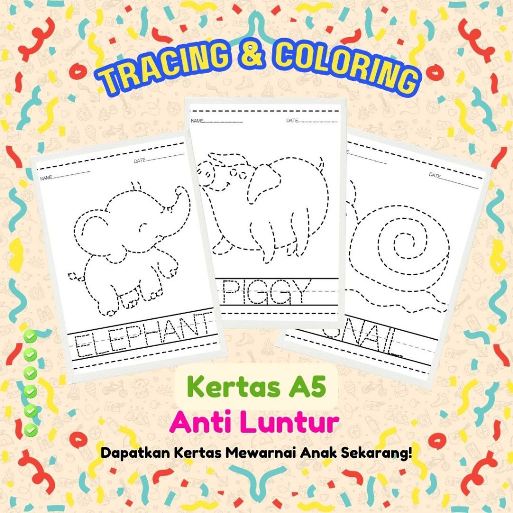 

Tracing Coloring Animal - Lembar Mewarnai Anak