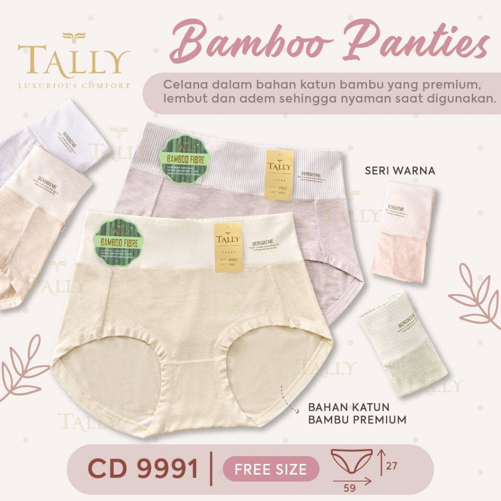 CD TALLY Highwaist Size XL utk BB 50-65kg Katun Bambu | Celana Dalam Wanita | Celana Dalam Katun | C
