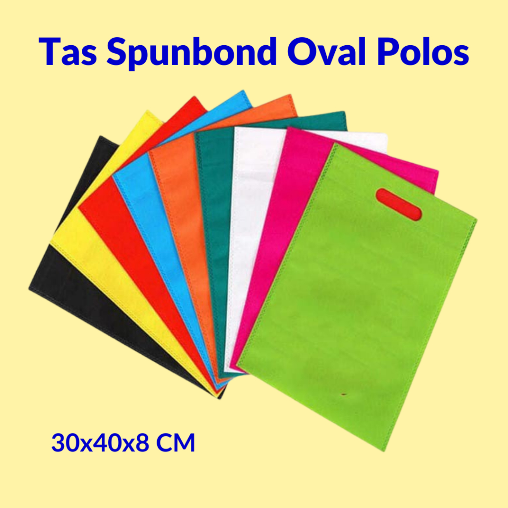 

(1 PCS) Goodie Bag Spunbond Oval Polos Tebal Ukuran 30x40x8 Kantong Promosi Seminar Event Murah
