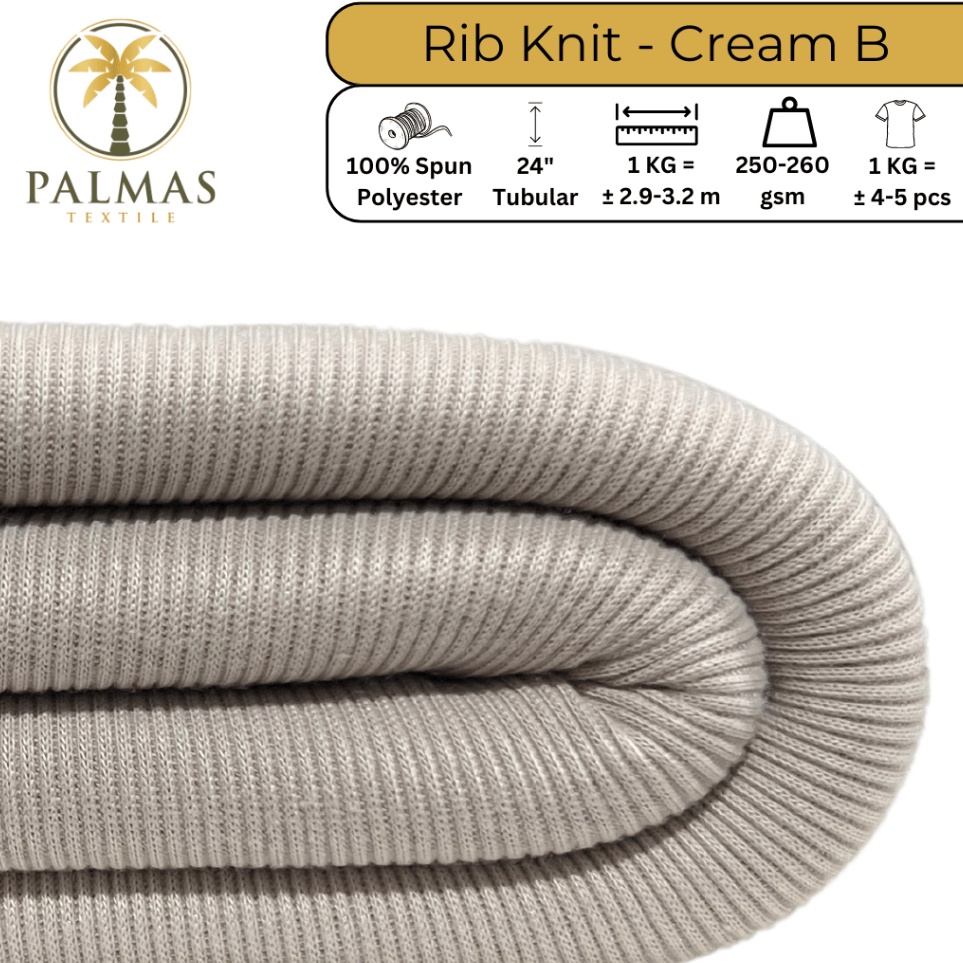KODE C3J Kain Rib Knit  Cream B Bahan Kaos