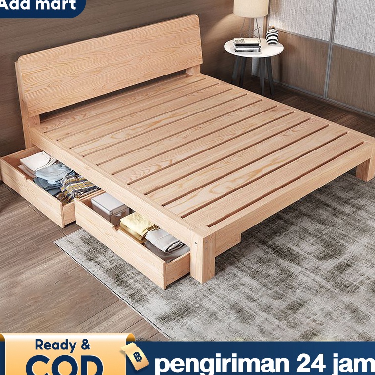 Menarik Tempat Tidur Dipan 18CM Sandaran Tempat Tidur Kayu Solid Kamar Tidur Tempat Tidur Kayu Ranja