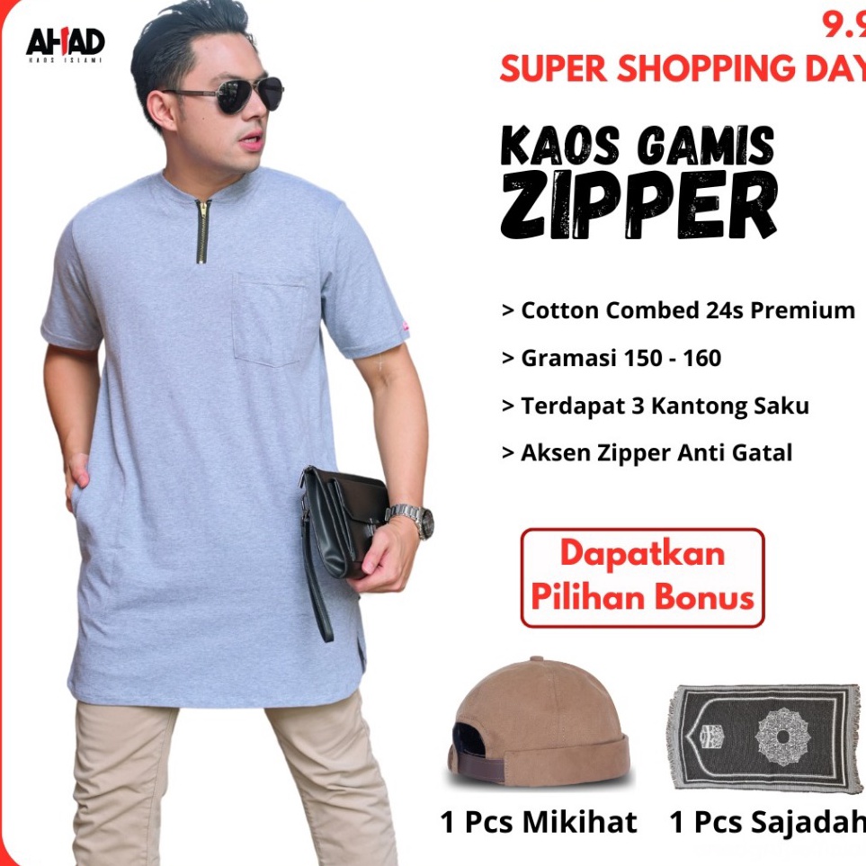 KODE X82V Original Kaos Ahad Islami Kaos Gamis Zipper  Kaos Kurta  Kurta Pria  Kurta Lengan Pendek