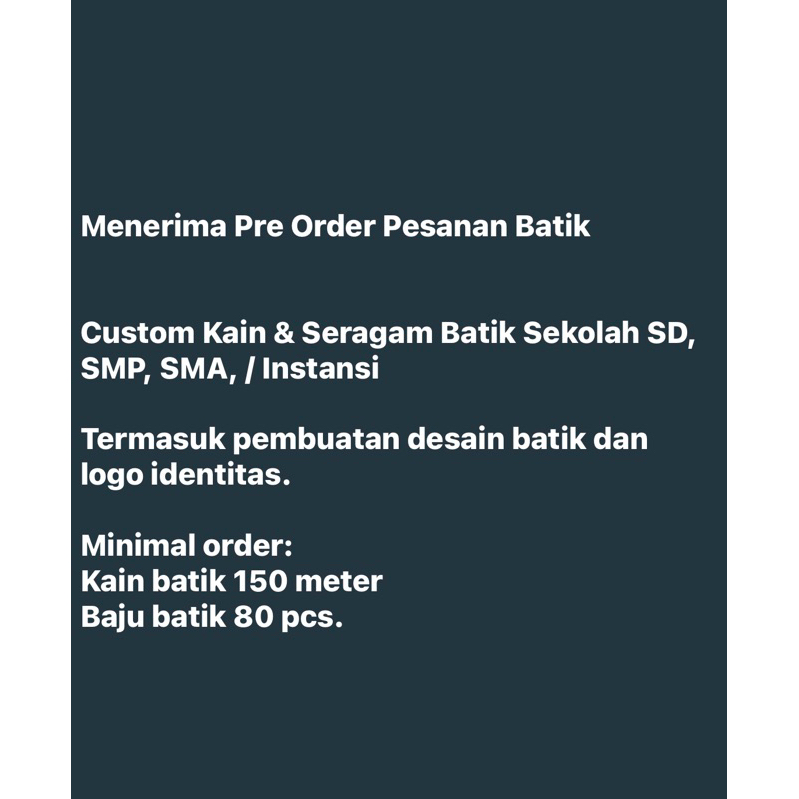 Custom Kain Batik & Baju Batik Seragam SD SMP SMA