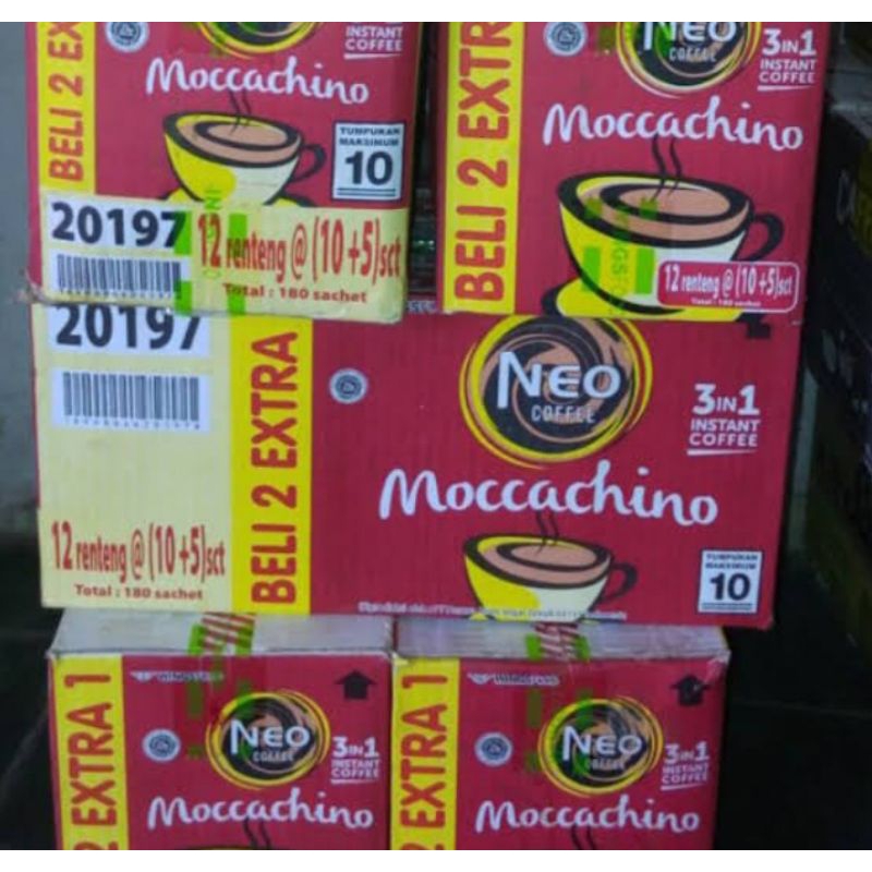 

Kopi Neo Coffee Moccachino 3in1 20 gr 1 Dus isi 12 renceng @10+5 Sachet